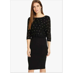 Phase Eight Adele Star Embroidered Dress In Black Size 4 US (8 UK) $195
